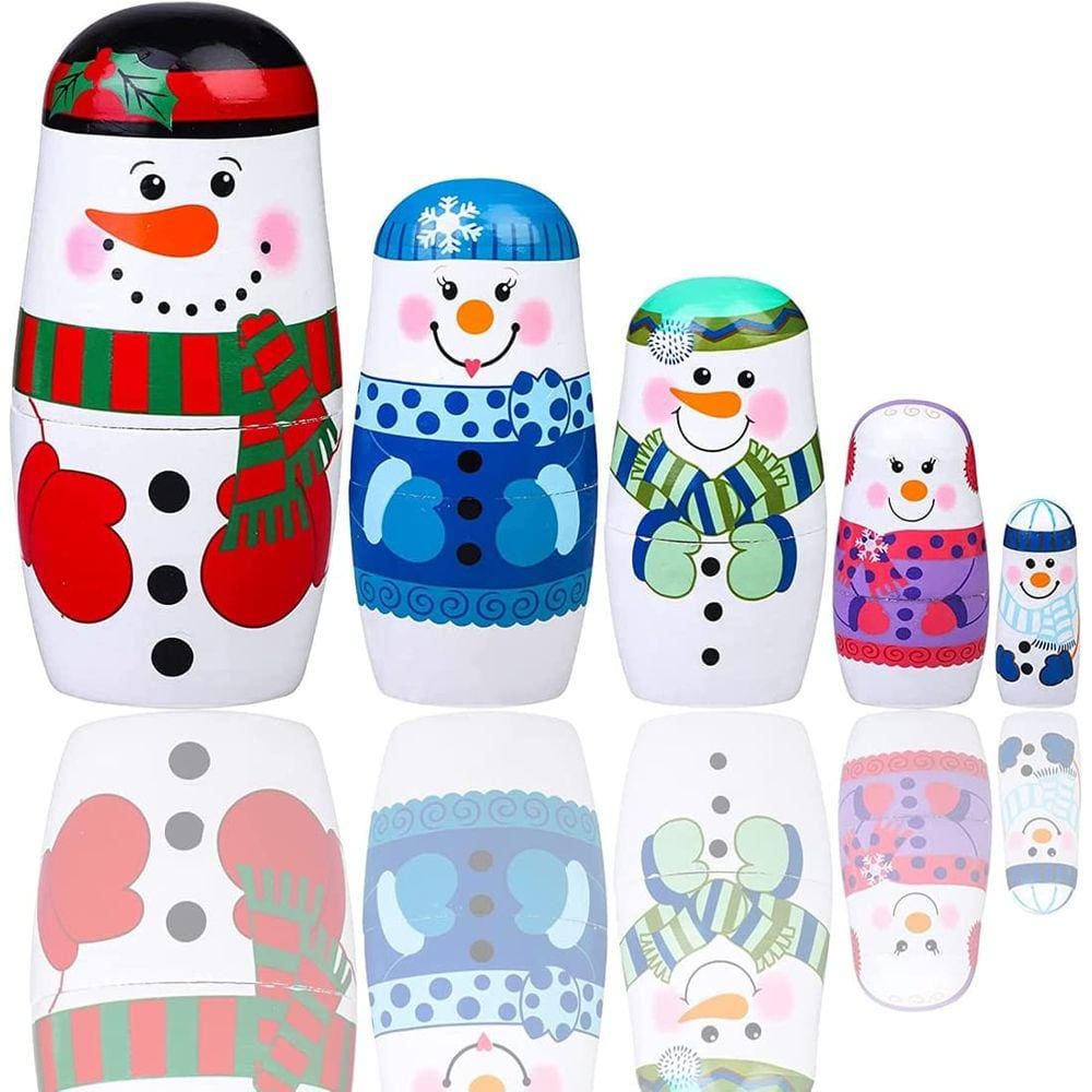Bonecas de nidificação russas Santa Snowman Matryoshka empilhamento de madeira