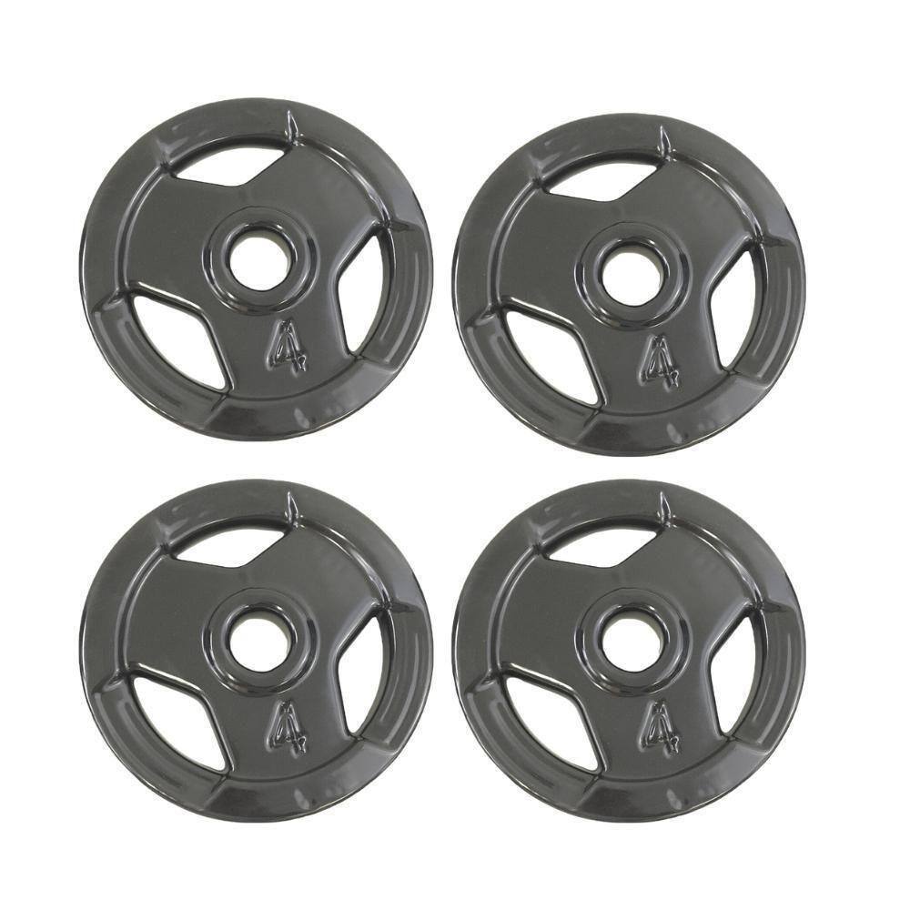 Kit 4 Anilhas Sport 4 Kg Emborrachada Preto