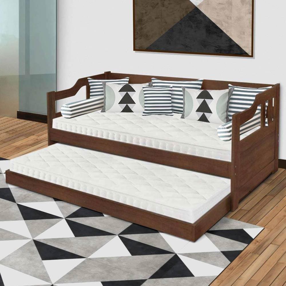 Sofá Cama Com Cama Auxiliar Madeira Maciça Solteiro Imbuia Atraente