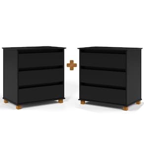 Mesa De Cabeceira Grande 2 Unidades Preto E.J Móveis