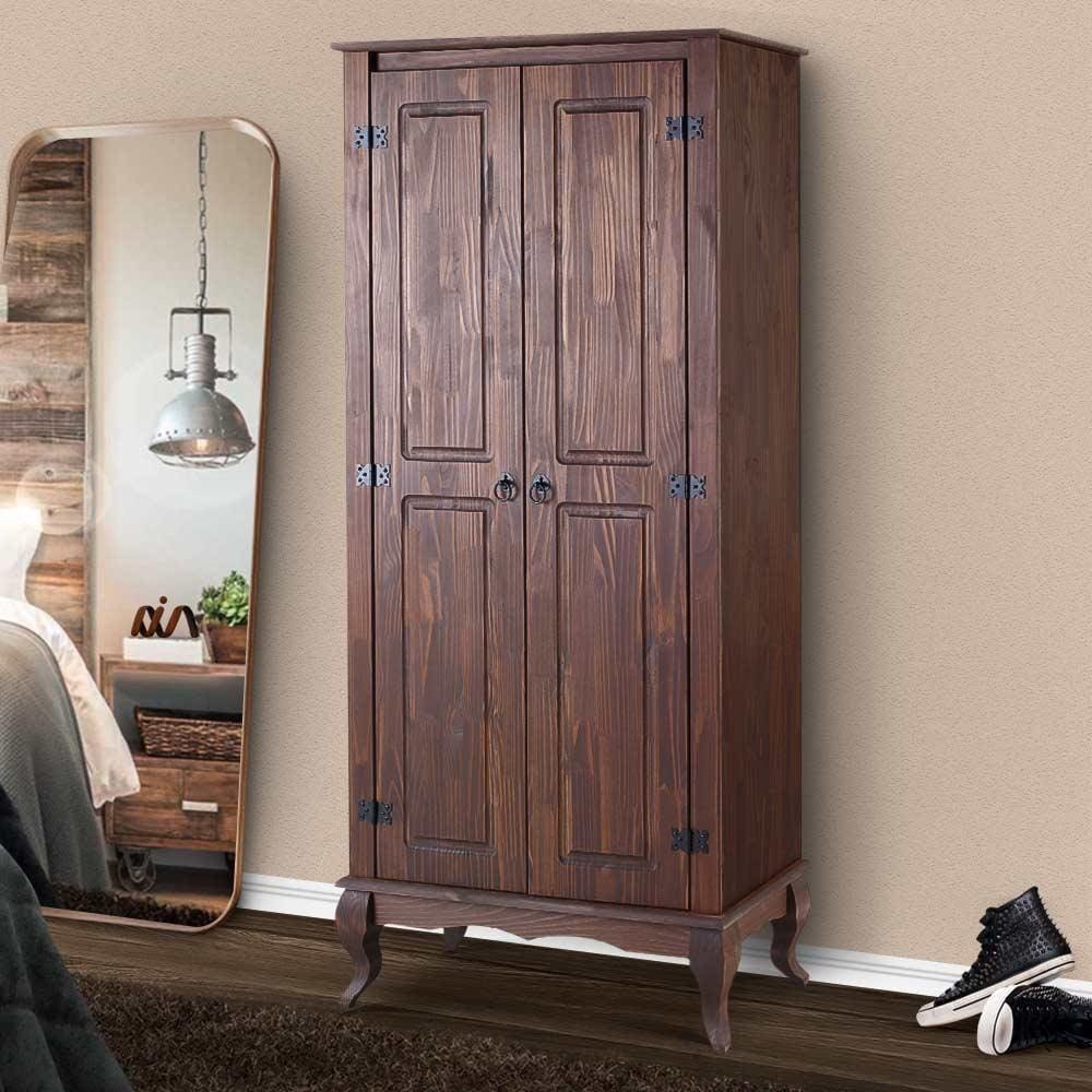 Guarda Roupa Antigo Pequeno 2 Portas Madeira Maciça Marrom Shop JM