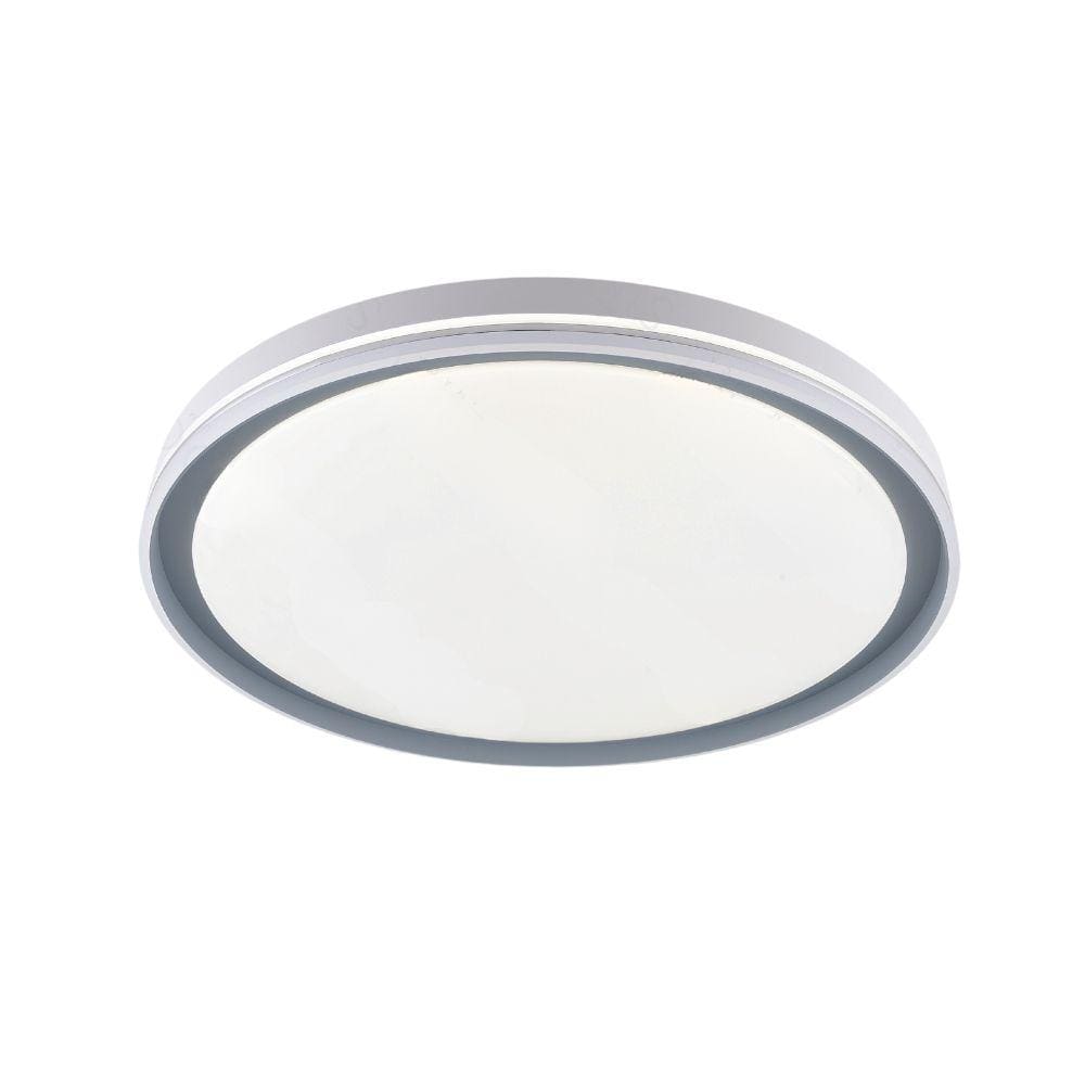 Plafon de Sobrepor Redondo Acrilico Branco e Cinza 40cm Led 60W 3 Cores Bivolt