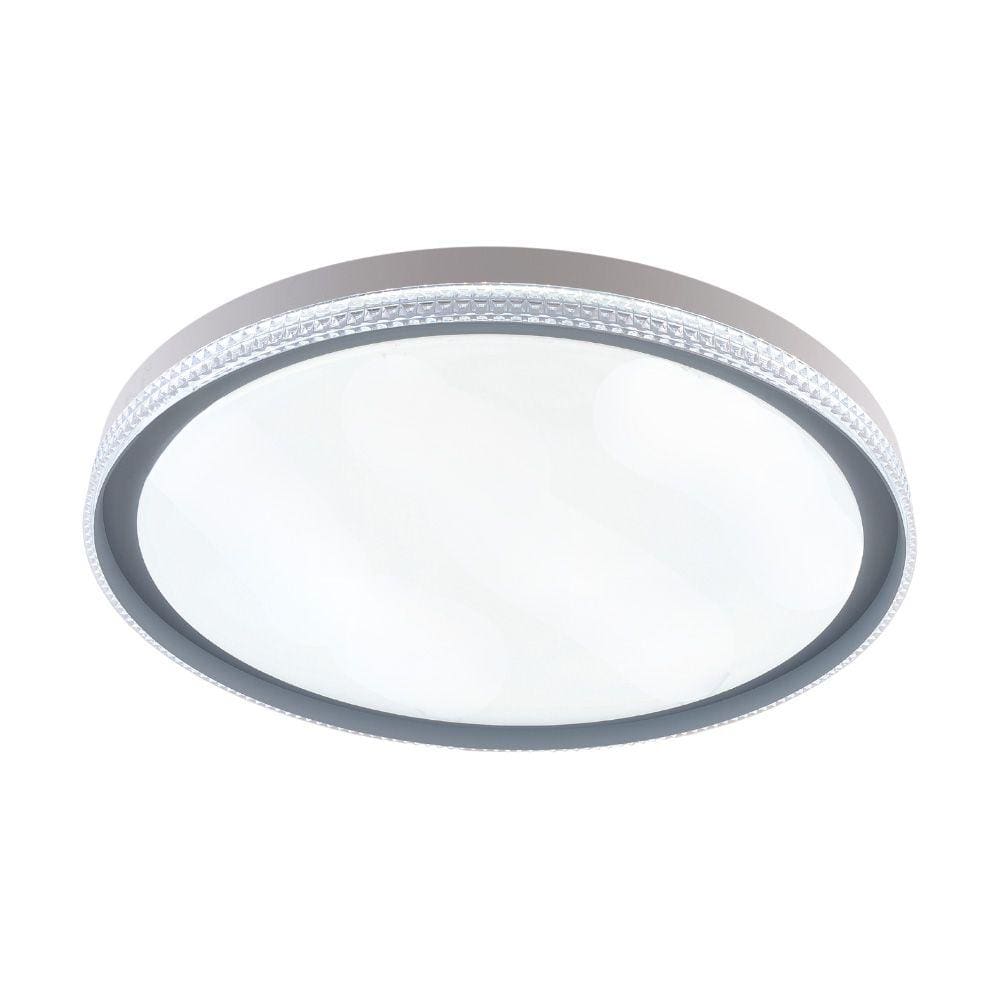 Plafon de Sobrepor Redondo Acrilico Cinza 40cm Led 60W 3 Cores Bivolt