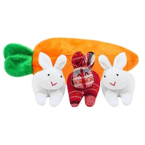 Unzip Rabbit Doll Toy 3 coelhos em saco de cenoura Saco de cenoura Conjunto de boneca de coelho Decoração de boneca de desenho animado de Páscoa Decor
