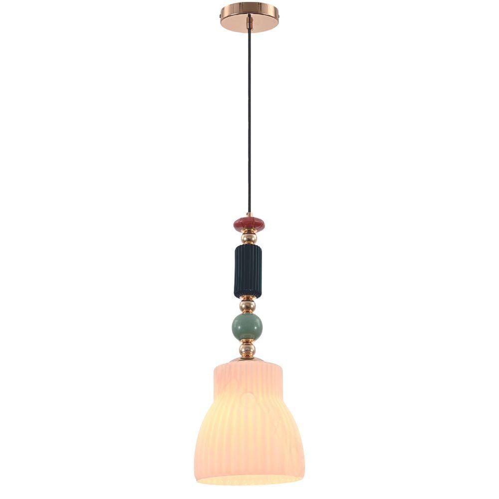Pendente Dourado Cerâmica Verde e Vidro Branco 48cm 1E27