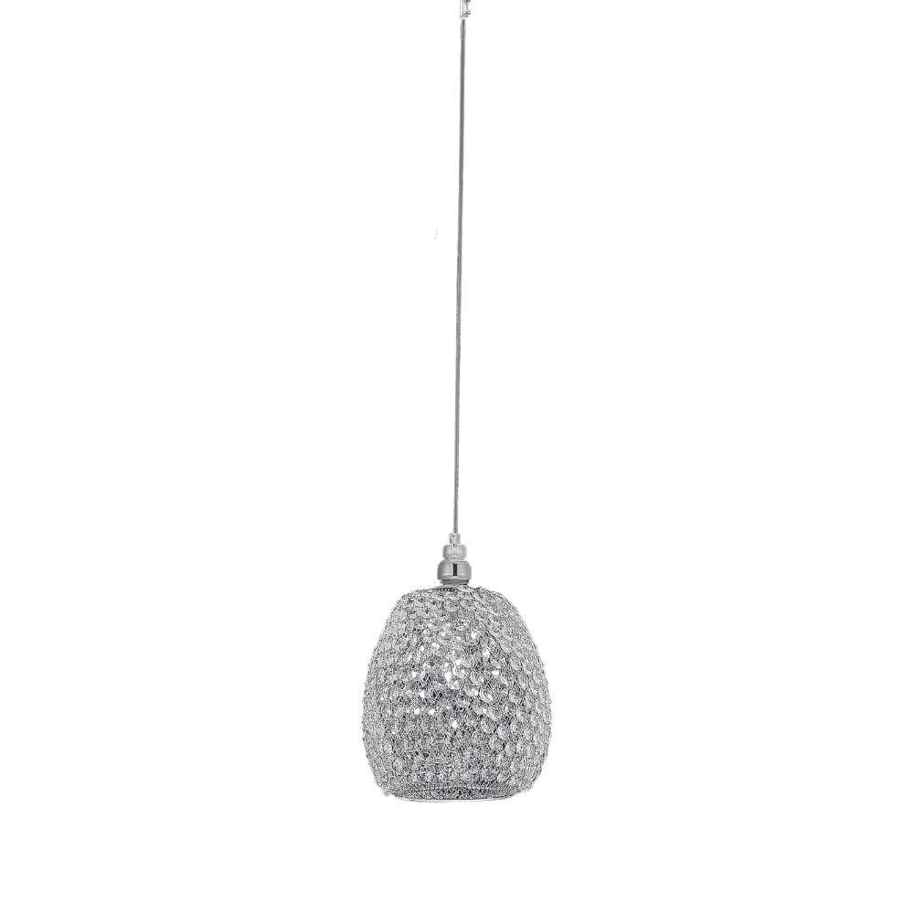 Pendente Cromado com Cristais Transparente 20cm 1E27