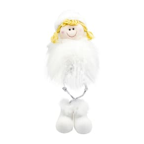Boneca Fantoche Enfeites de Natal Brancos 2020 Boneca Anjo de Pena Branca 15 polegadas