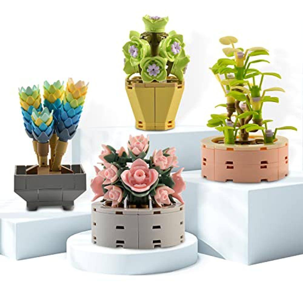 PinkBee Bonsai Árvore Suculenta Flor Building Block Set 4P