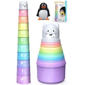 Empilhamento de copos de brinquedo para criança, design moderno com números,