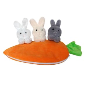 Unzip Rabbit Doll Toy 3 coelhos em saco de cenoura Saco de cenoura Conjunto de boneca de coelho Decoração de boneca de desenho animado de Páscoa Decor