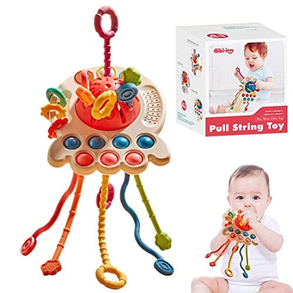 YQkoop Montessori Brinquedos, Polvo Grau Alimentício Silicone Pull S