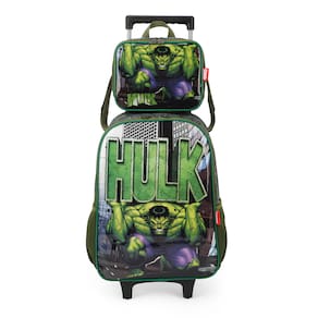 Kit de Mochila Infantil de Rodas com Lancheira Hulk - Luxcel