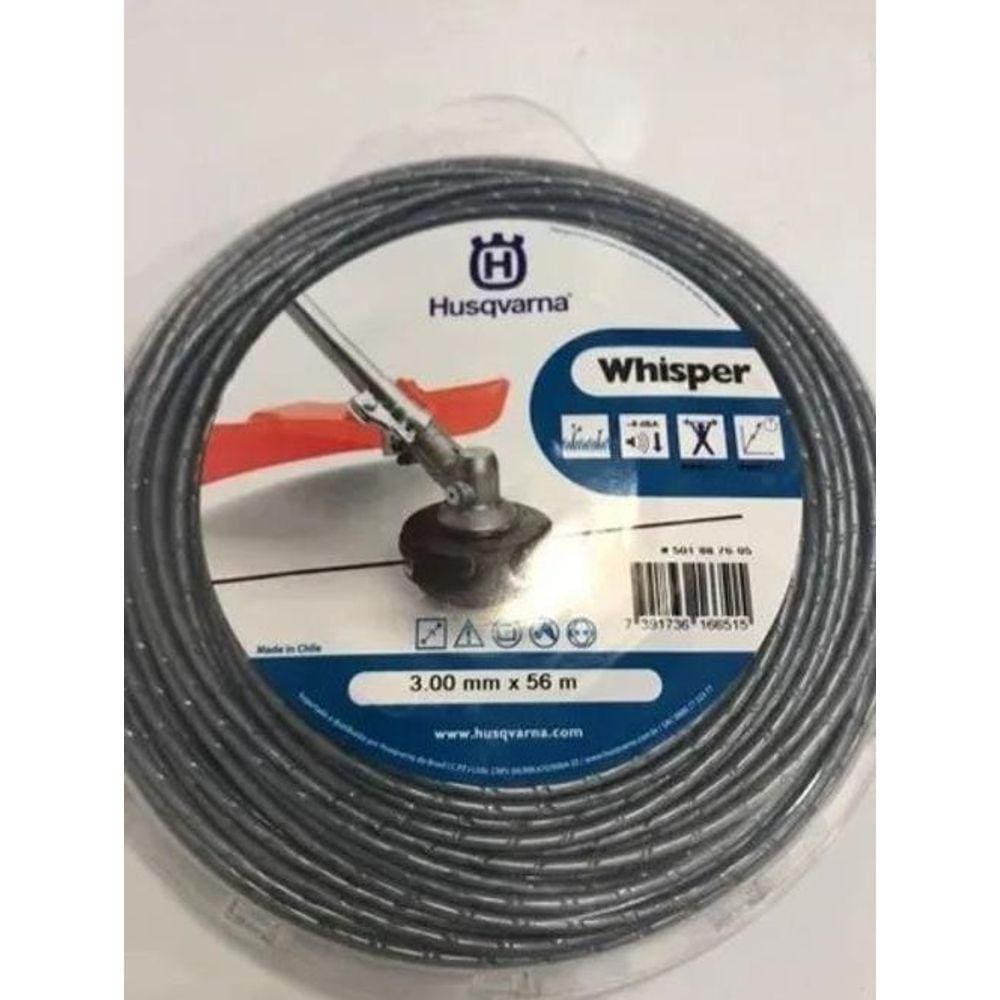 Fio de Nailon Husqvarna Whisper 3,0mm 56m - Vermelho