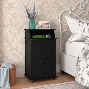 Mesa de Cabeceira 4 Gavetas Preto Luxo ll E J