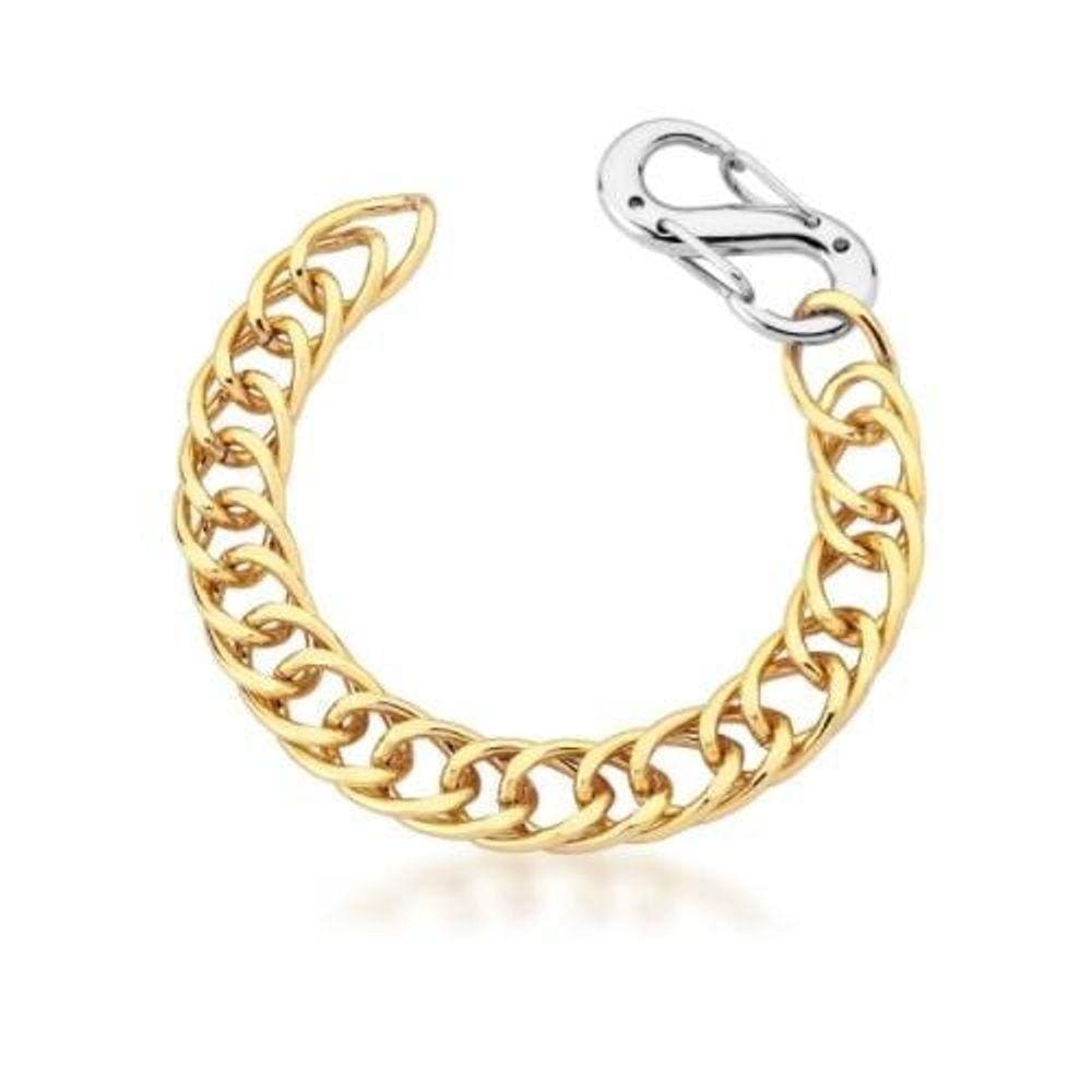 Pulseira Correntes Elos E Fecho Lagosta Em Dois Tons
