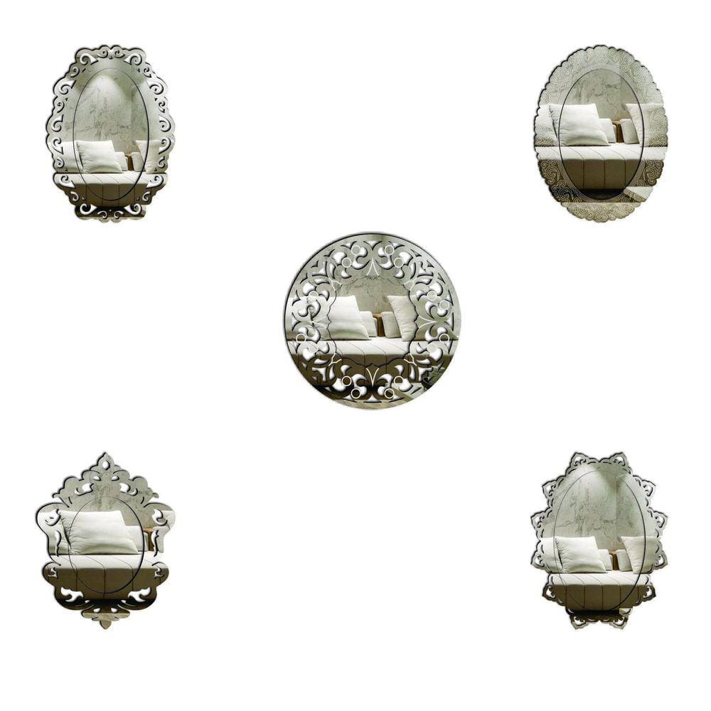 Kit Espelhos Venezianos Ddek Matera 5 Peças - Prata