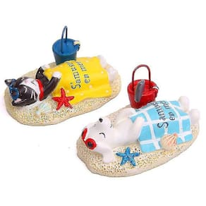Gato da praia de Kawaii e filhote de cachorro Boneca de resina Toy