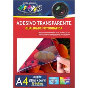 Papel Adesivo Transparente 210x297mm - 10 Folhas