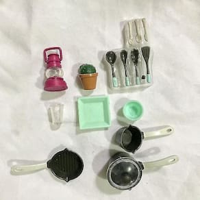 Mini Tableware Dollhouse Figura Miniatura Garfo Pot Set
