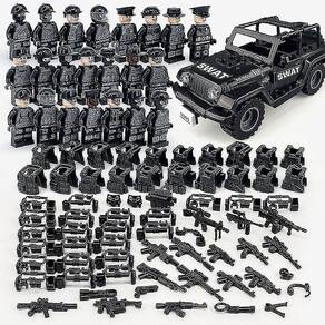 Série de Blocos de Construção Militares Black Special Police And Off