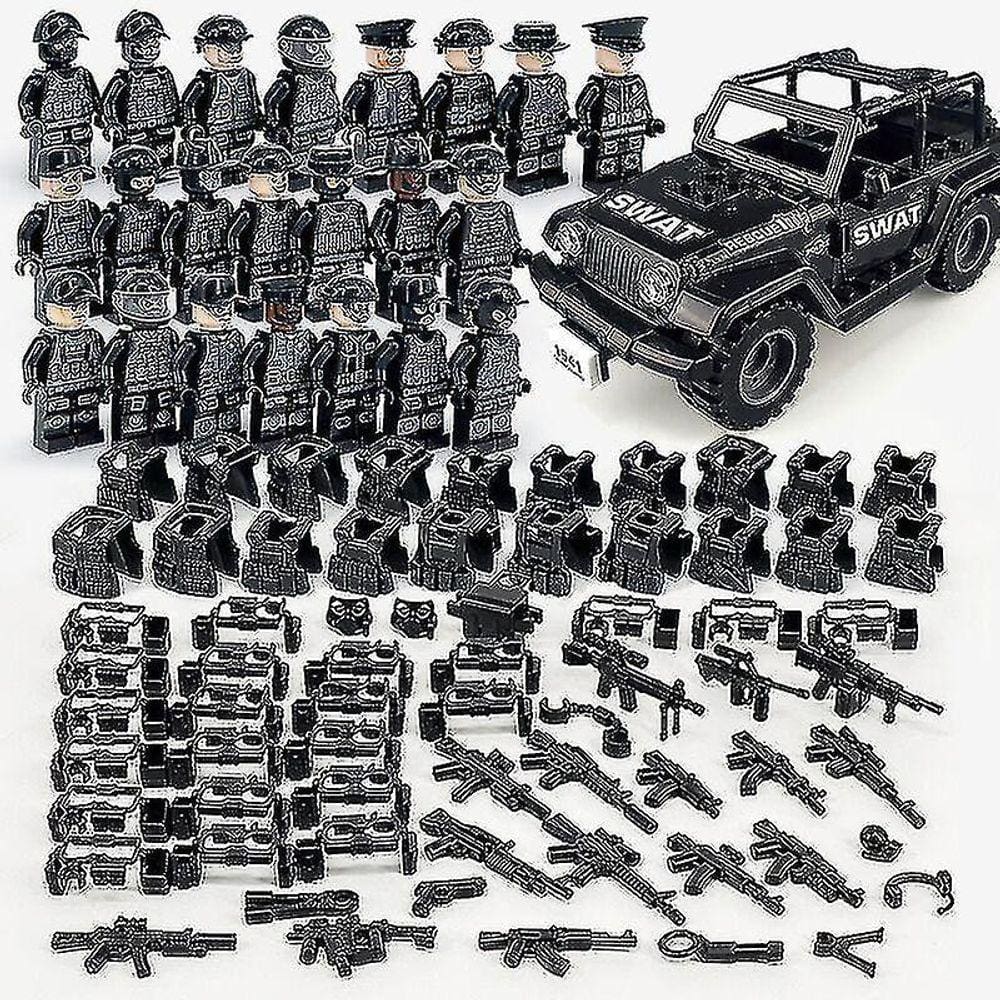 Série de Blocos de Construção Militares Black Special Police And Off