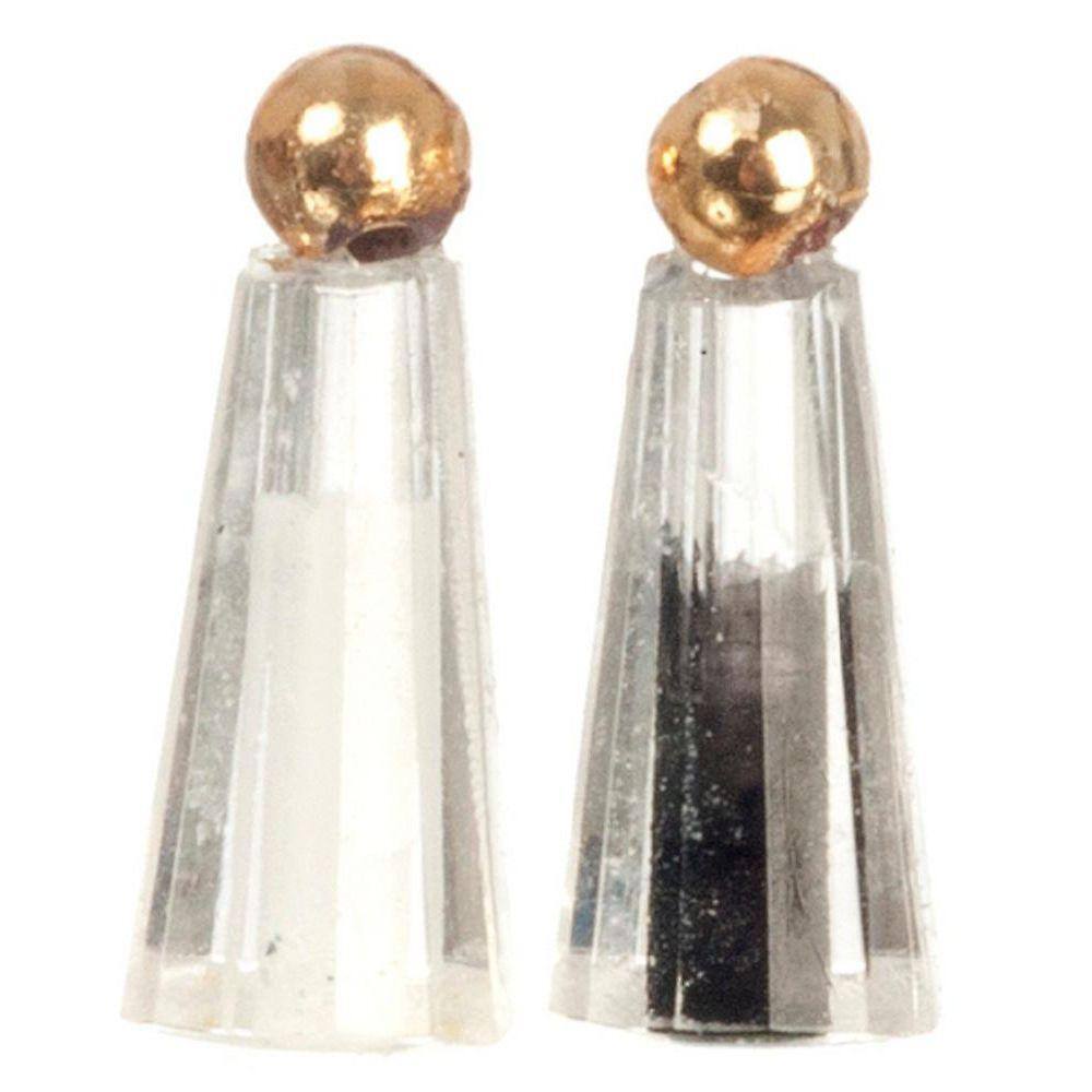 Dolls House Cruet Set Sal &amp; Pepper Shakers Jantar de Ouro