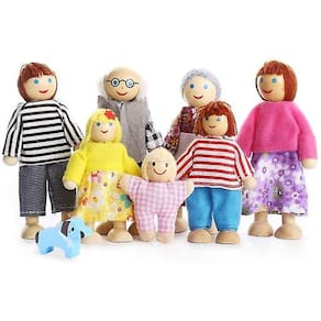 Grande conjunto de bonecas família de madeira de 7 populações