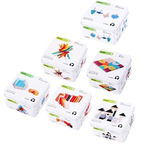 Blocos de construção de madeira azul Domino Game Educação Crianças Brinquedo