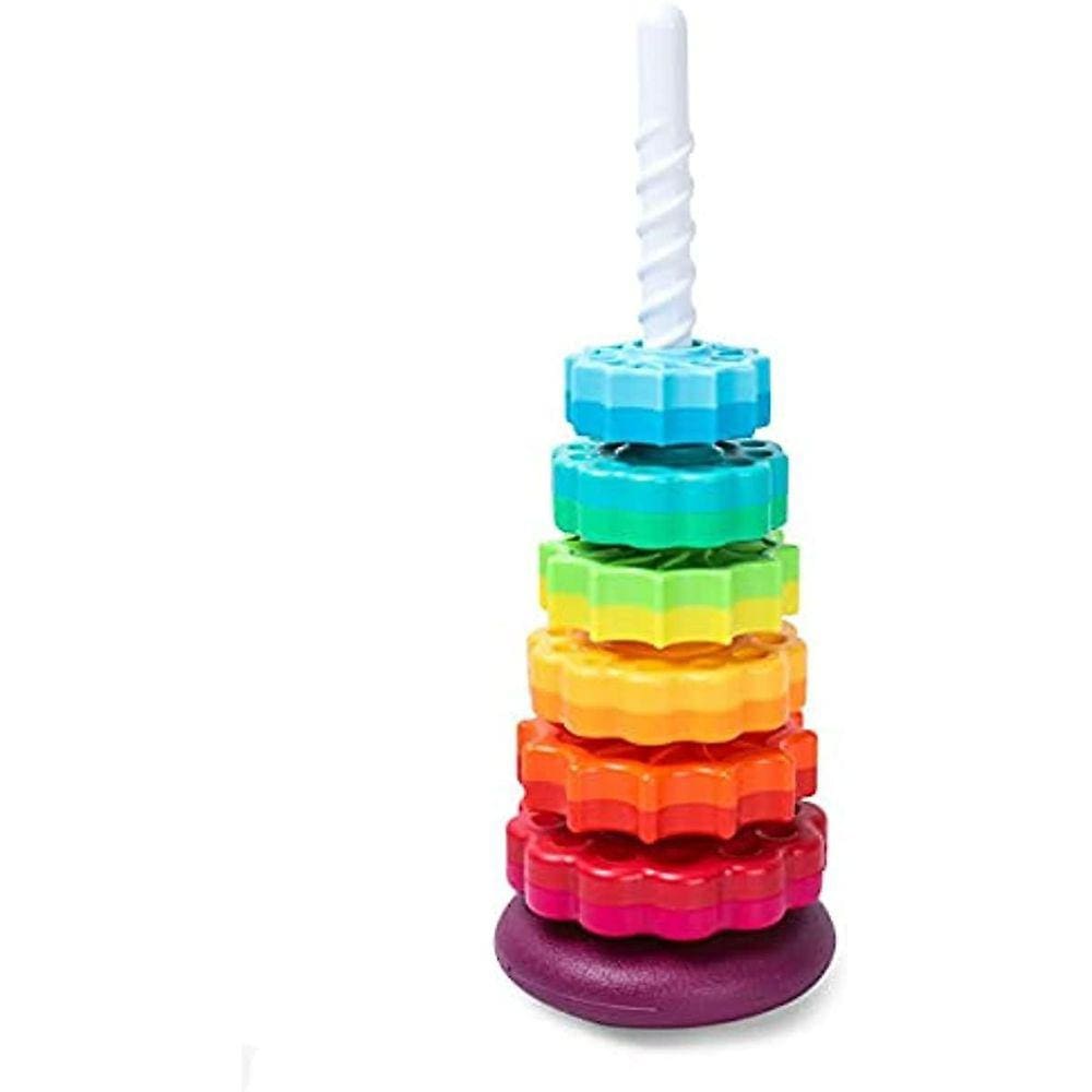 Rainbow Tower Stack Toy Color Spining Tower Blocos de construção 