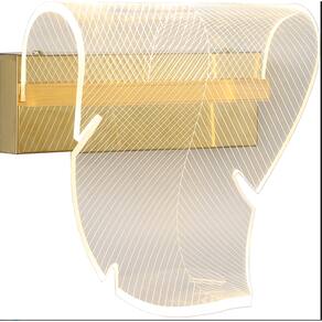 Arandela Silver Fern 30X20x15cm Dourado E Acrílico Translúcido