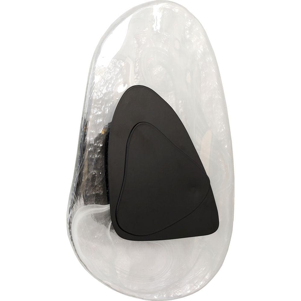 Arandela Stone Ø20x30cm Preto  Vidro Translucido Moderna Led