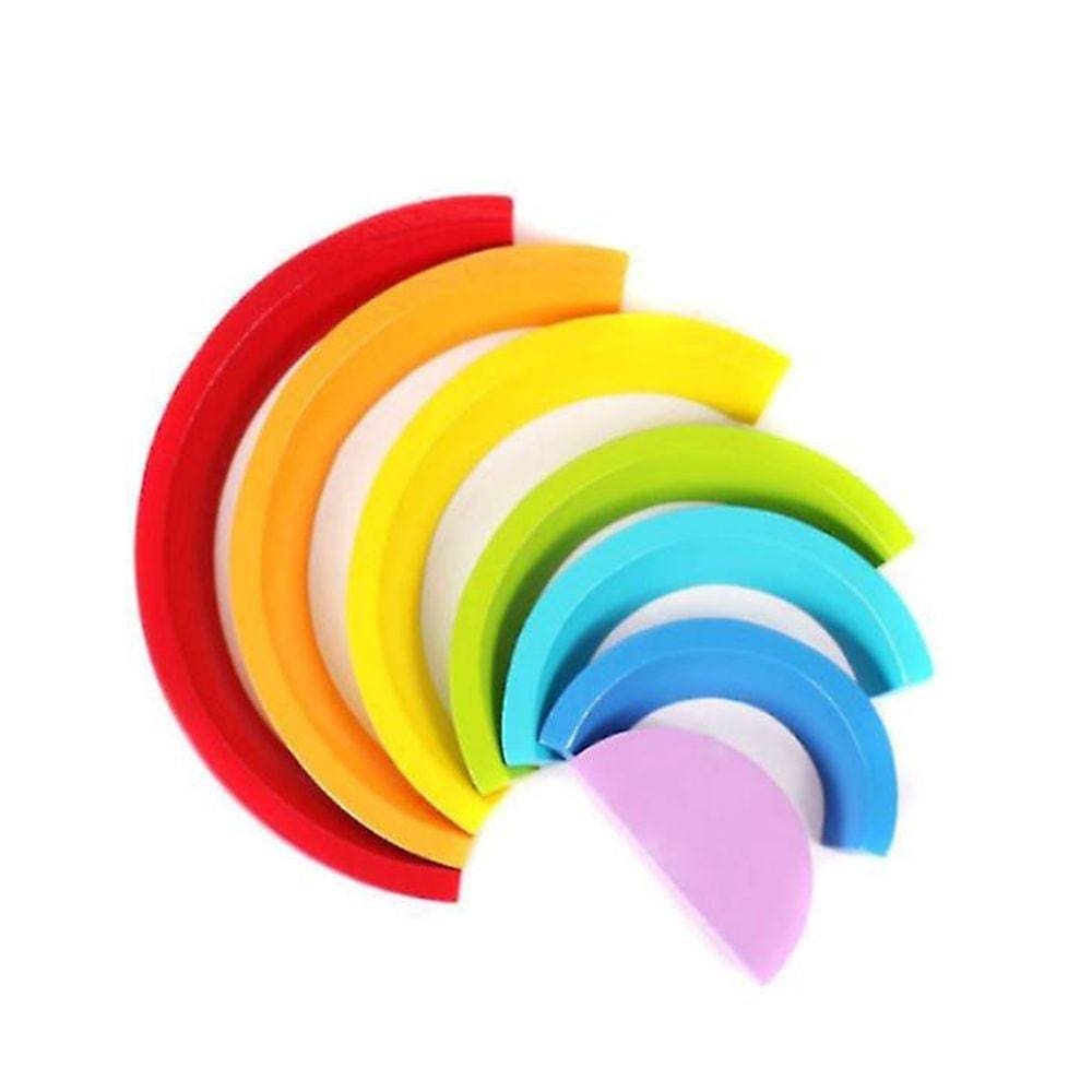 7 peças/conjunto de blocos de madeira coloridos empilhados, classificados e como