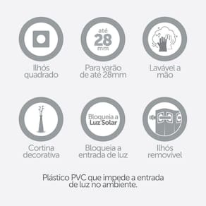 Cortina Blackout PVC - 2,80m x 1,60m - Bloqueio Luz