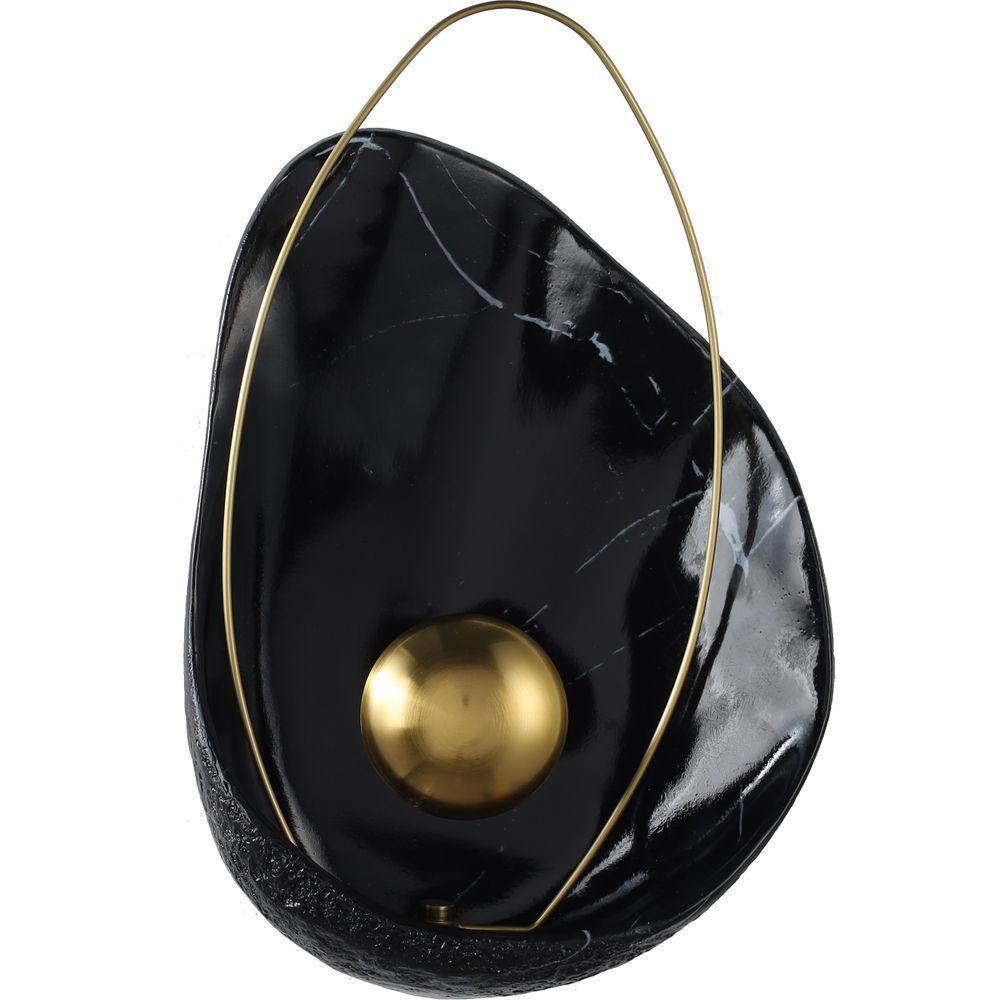 Arandela Cosmic Ø27x40cm Preto E Dourado Moderna Led
