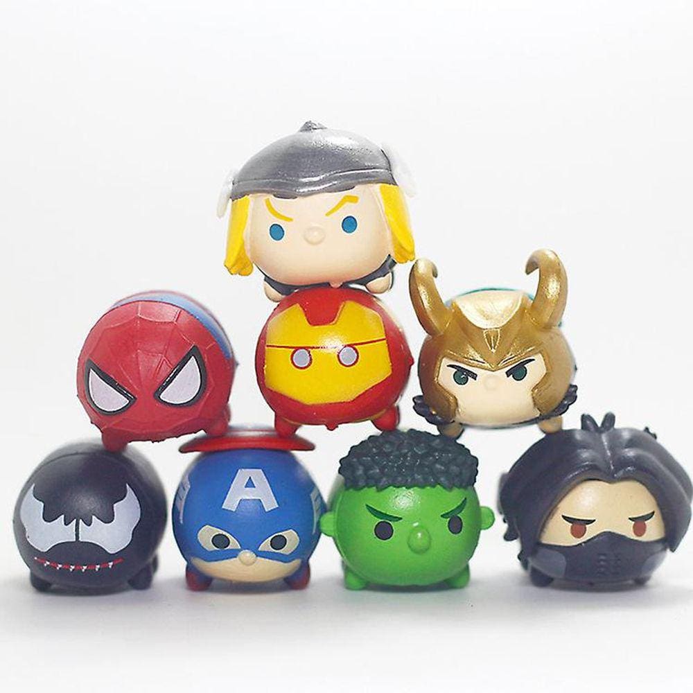 8pcs/set Vingadores Figuras de Ação Tsum Tsum Homem-Aranha Hulk Ir