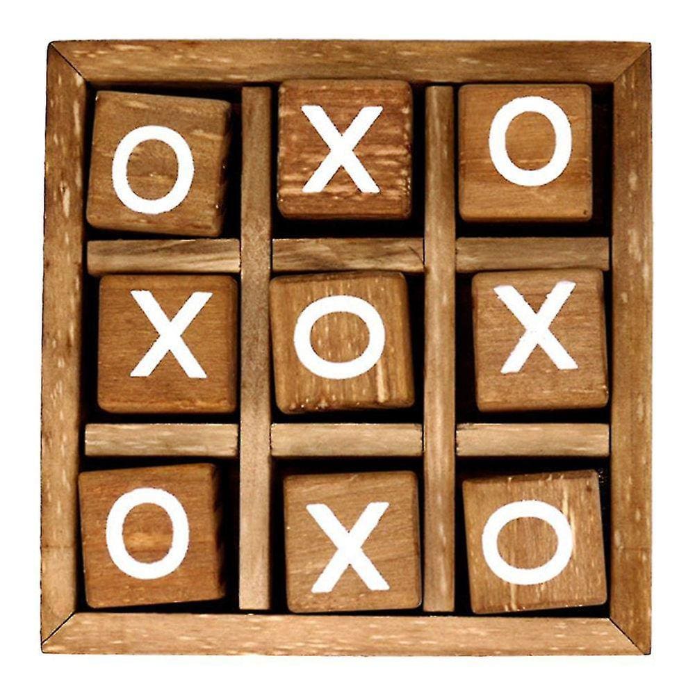 Madeira maciça Tic-tac-toe jogo de tabuleiro, brinquedos para crianças