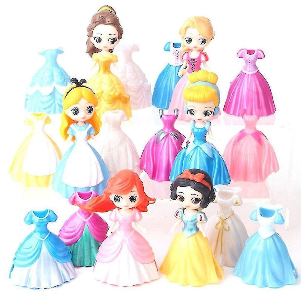 6pcs princesa figura brinquedo roupas mutáveis anime boneca modelo