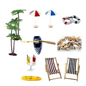 1 Conjunto Resina Criativa Ornamnet Summer Beach Micro Artificial