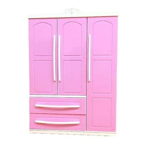 Três portas rosa moderno guarda-roupa jogo jogo para móveis Barbi