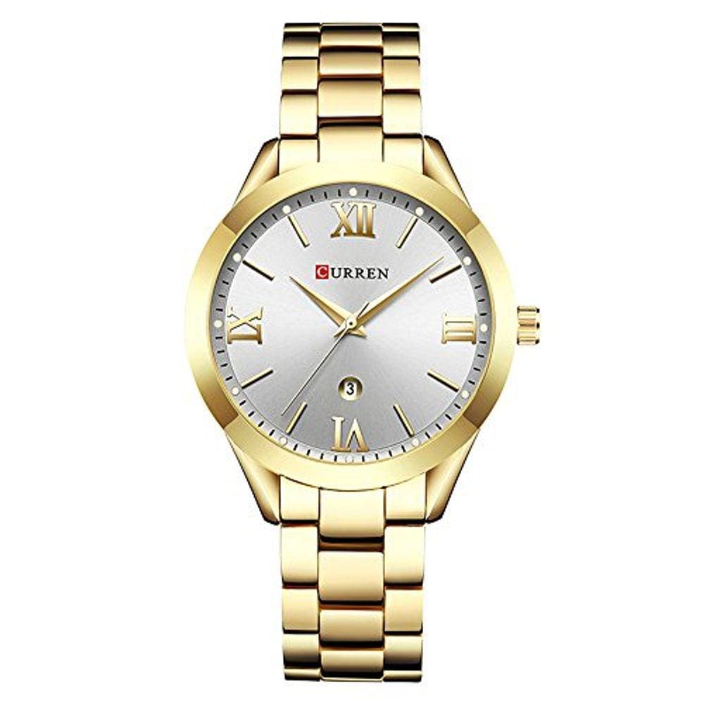 Relógio feminino de luxo CURREN 9007, marcas famosas, Gold F