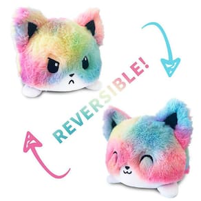 Reversível Animal Plushie Double-sided Flip Doll Show Mood Toy (Rainbow Cat)