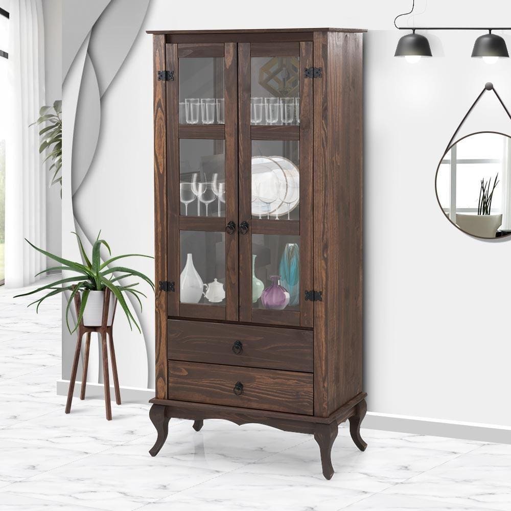 Cristaleira Rustica Imbuia Shop JM