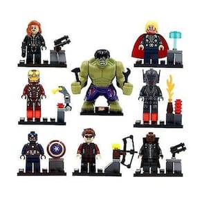 8 Pcs Vingadores Hulk Minifiguras Brinquedos Blocos de Construção