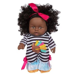 Boneca negra afro-americana renascida bebê brinquedo 20cm