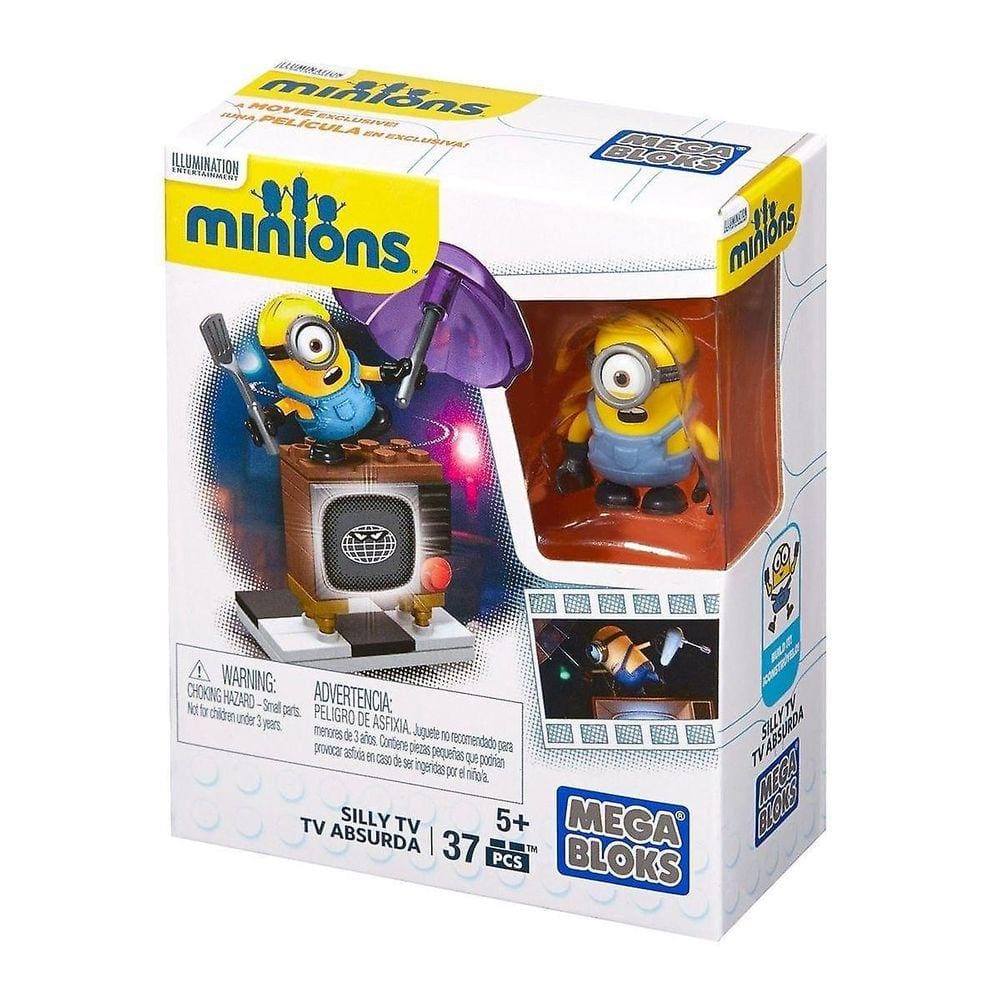 Minions mega bloks 37-piece conjunto de construção, tv boba