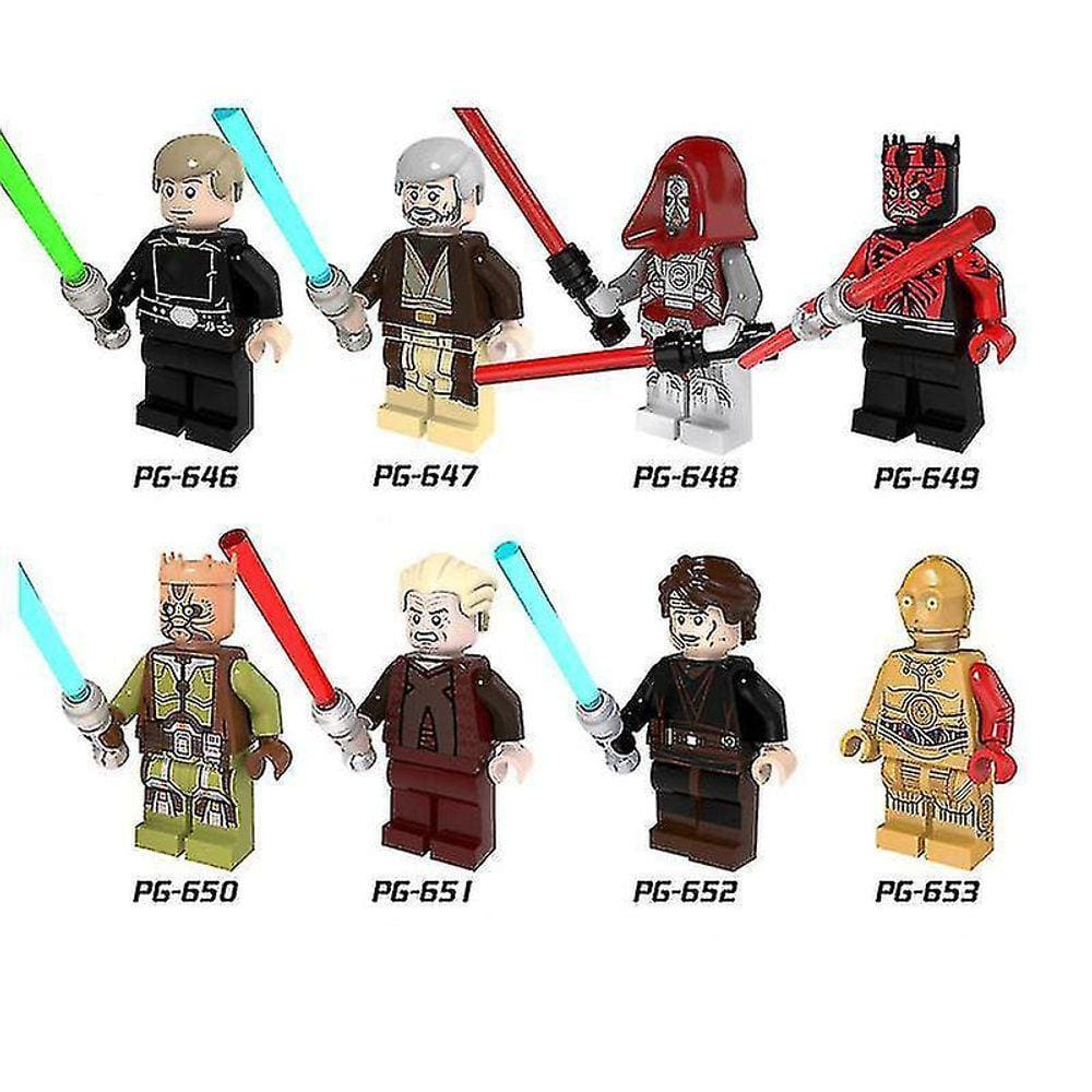 8pc Star Wars Building Blocks montado Minifigura Luke Obiw