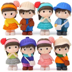 Estátua de menino e menina Kawaii conjunto de boneca menino e menina brinquedo, cartola de decoração de bolo de jardim, presente de aniversário, (1 co