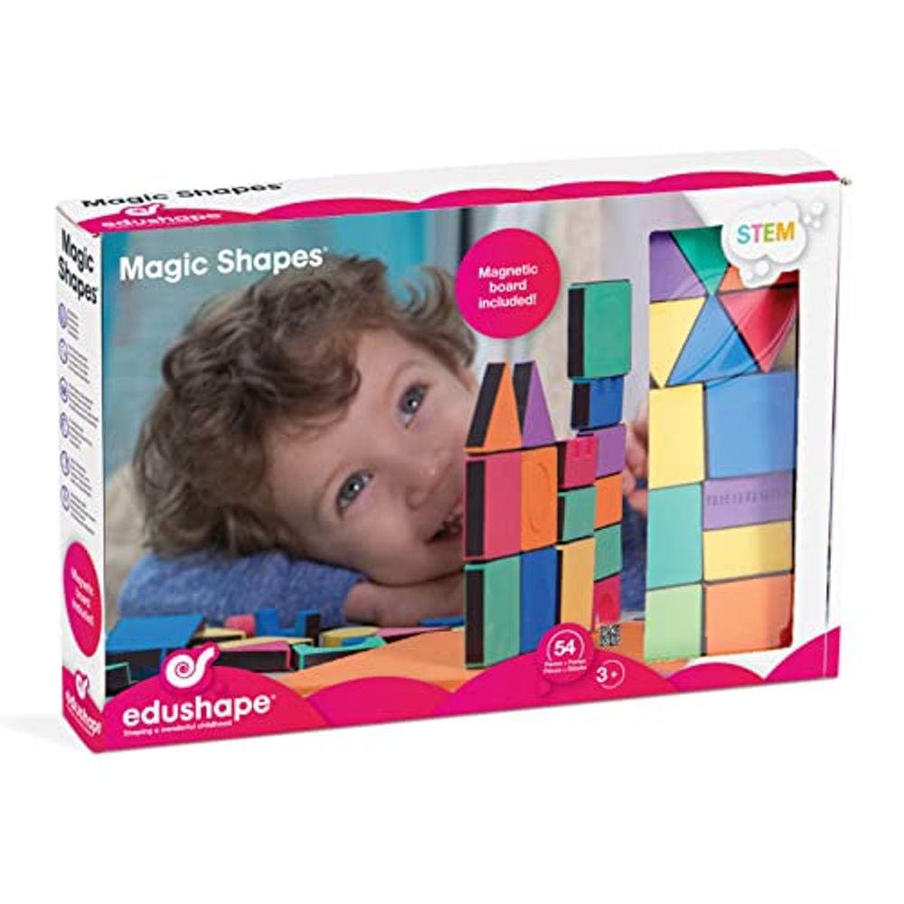 Formas Magnéticas Edushape, Blocos Suaves para Bebês - Conjunto de 54 Vib