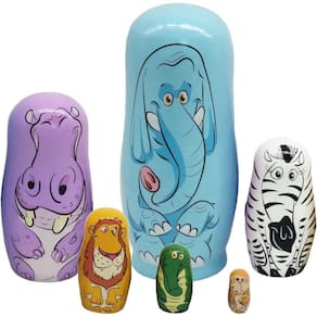 Bonecas de Ninho animal para crianças brinquedos de empilhamento de madeira feitos à mão