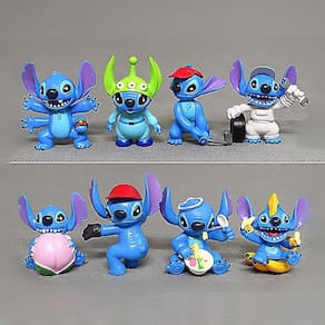 Disney-lilo & 8pcs/lot Stitch Pvc Doll Modelo Desktop Dec